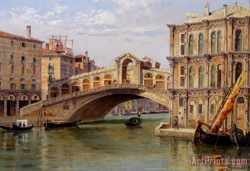 The Rialto Bridge painting - Antonietta Brandeis The Rialto Bridge Art Print