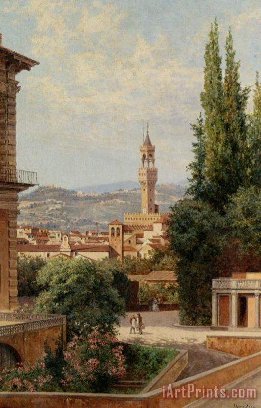 Antonietta Brandeis View of The Palazzo Vecchio in Florence Art Print