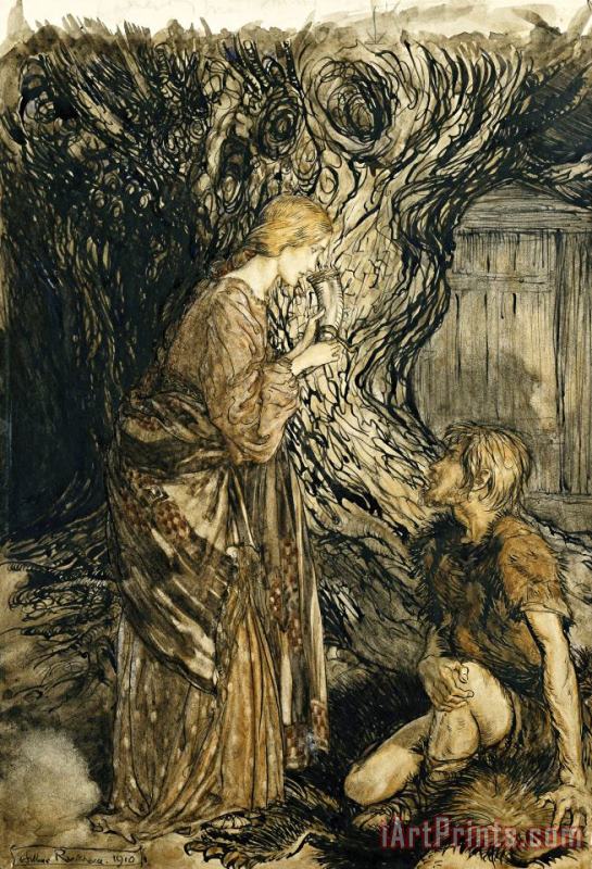 Arthur Rackham An Illustration to The Rheingold And The Valkyrie Art Painting