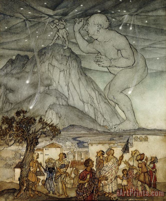 Arthur Rackham Hercules Supporting The Sky Instead Of Atlas Art Painting
