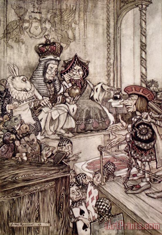 Arthur Rackham Knave Before The King And Queen Of Hearts Illustration To Alice's Adventures In Wonderland Art Print