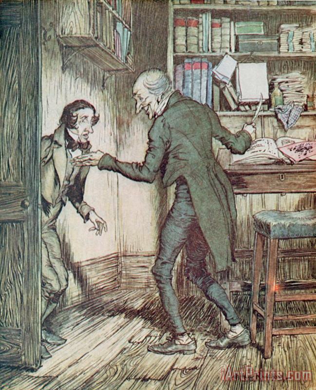 Arthur Rackham Scrooge and Bob Cratchit Art Print