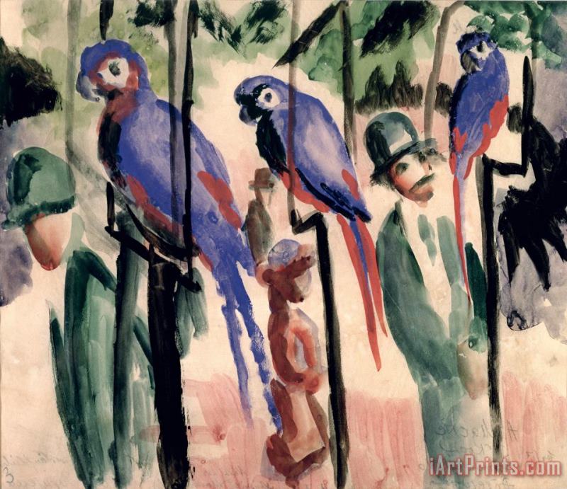 Blue Parrots painting - August Macke Blue Parrots Art Print
