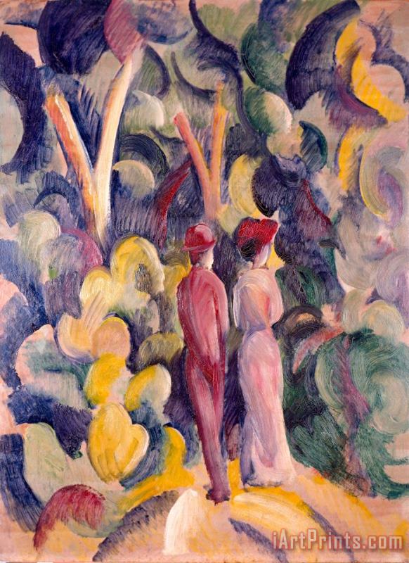 Couple on The Forest Track painting - August Macke Couple on The Forest Track Art Print