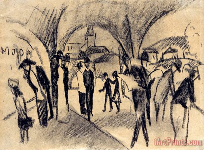 August Macke Scene Under The Arcades in Thun Art Print
