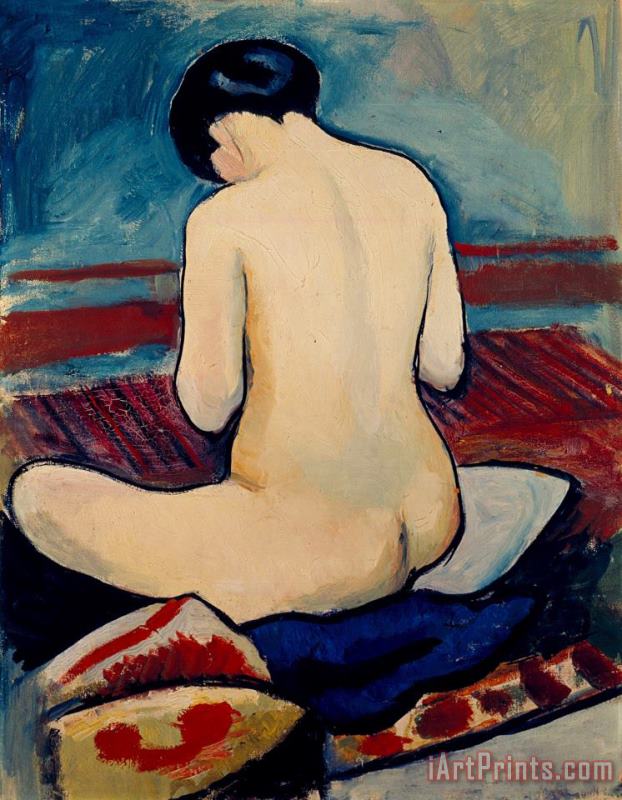 Sitting Nude with Pillow painting - August Macke Sitting Nude with Pillow Art Print