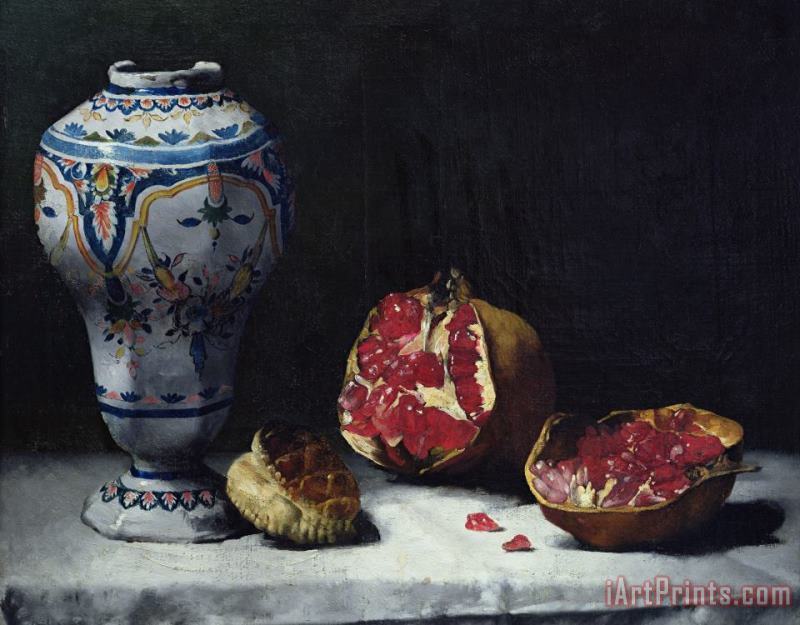 Still Life with a Pomegranate painting - Auguste Theodule Ribot Still Life with a Pomegranate Art Print