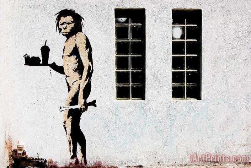 Banksy Ape Man Mcdonalds Art Print