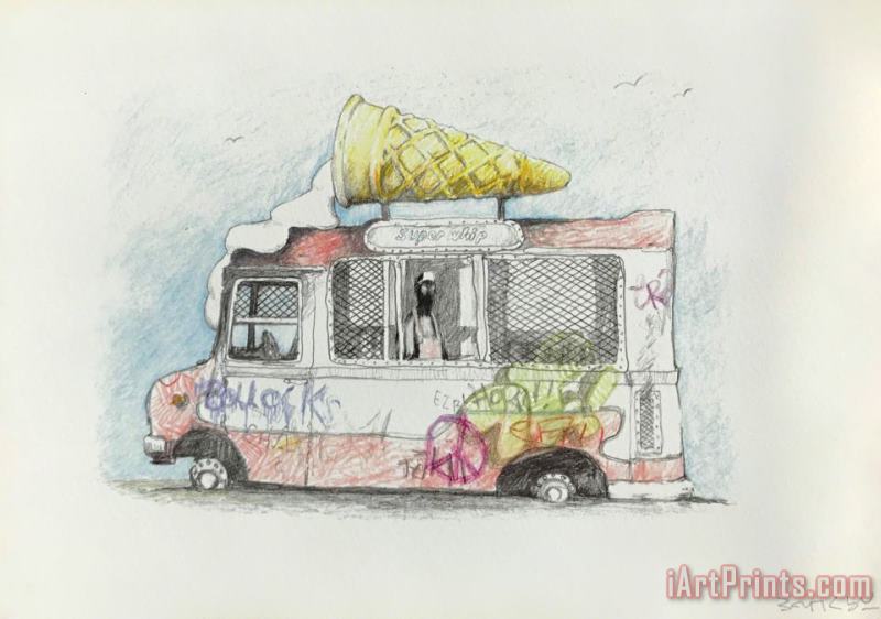 Ice Cream Van, 2009 painting - Banksy Ice Cream Van, 2009 Art Print