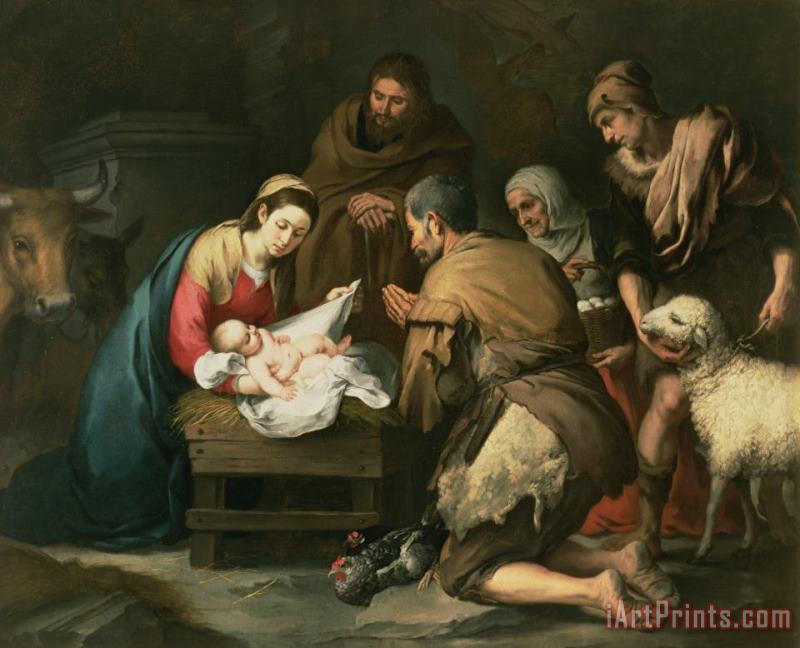 The Adoration of the Shepherds painting - Bartolome Esteban Murillo The Adoration of the Shepherds Art Print