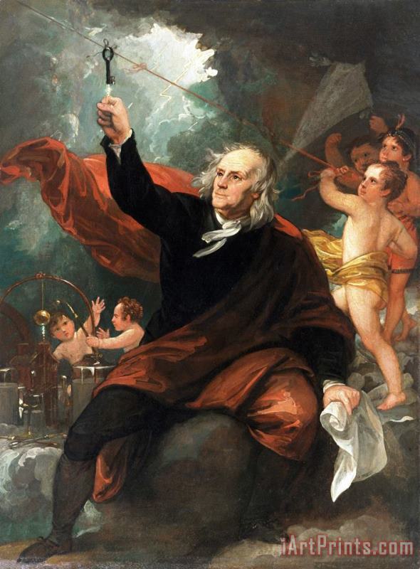Benjamin Franklin Drawing Electricity From The Sky painting - Benjamin West Benjamin Franklin Drawing Electricity From The Sky Art Print