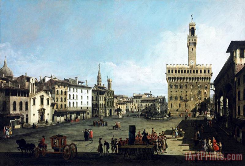 Bernardo Bellotto The Piazza Della Signoria And Palazzo Vecchio in Florence Art Painting