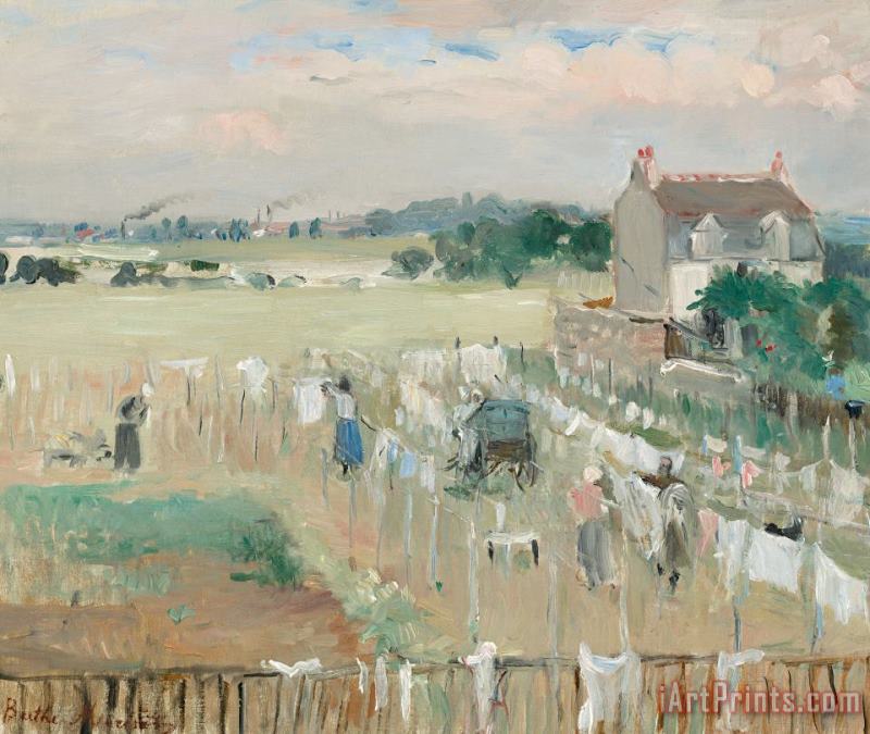 Hanging The Laundry Out To Dry painting - Berthe Morisot Hanging The Laundry Out To Dry Art Print