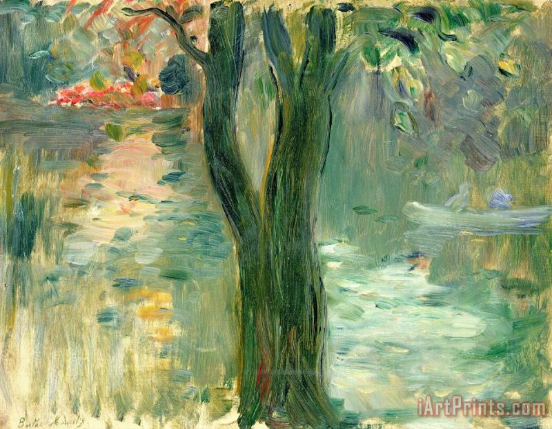 Sunset Over The Lake Bois De Boulogne painting - Berthe Morisot Sunset Over The Lake Bois De Boulogne Art Print