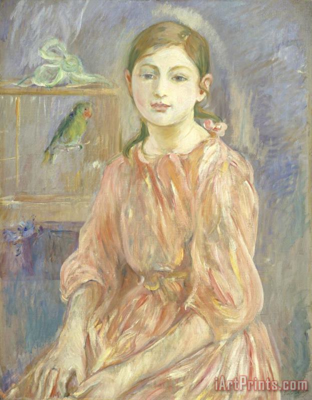 The Artist's Daughter with a Parakeet painting - Berthe Morisot The Artist's Daughter with a Parakeet Art Print