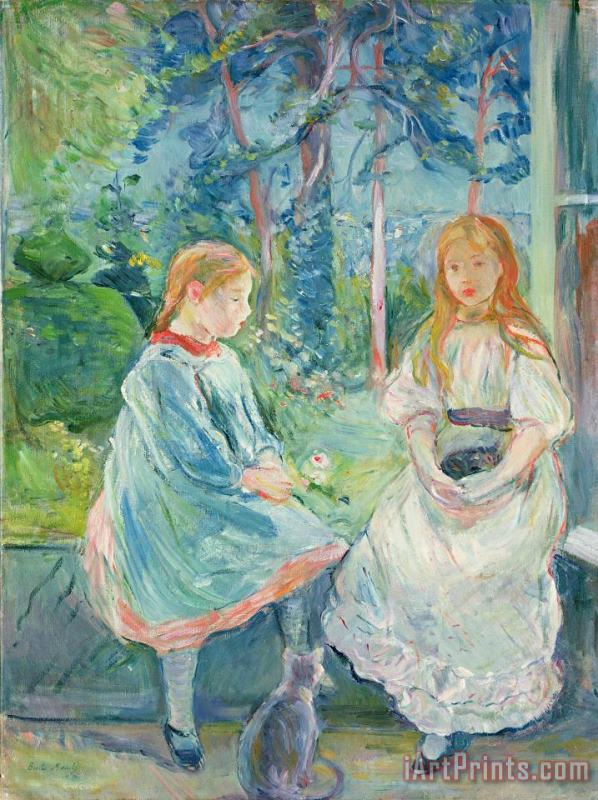 Young Girls at the Window painting - Berthe Morisot Young Girls at the Window Art Print