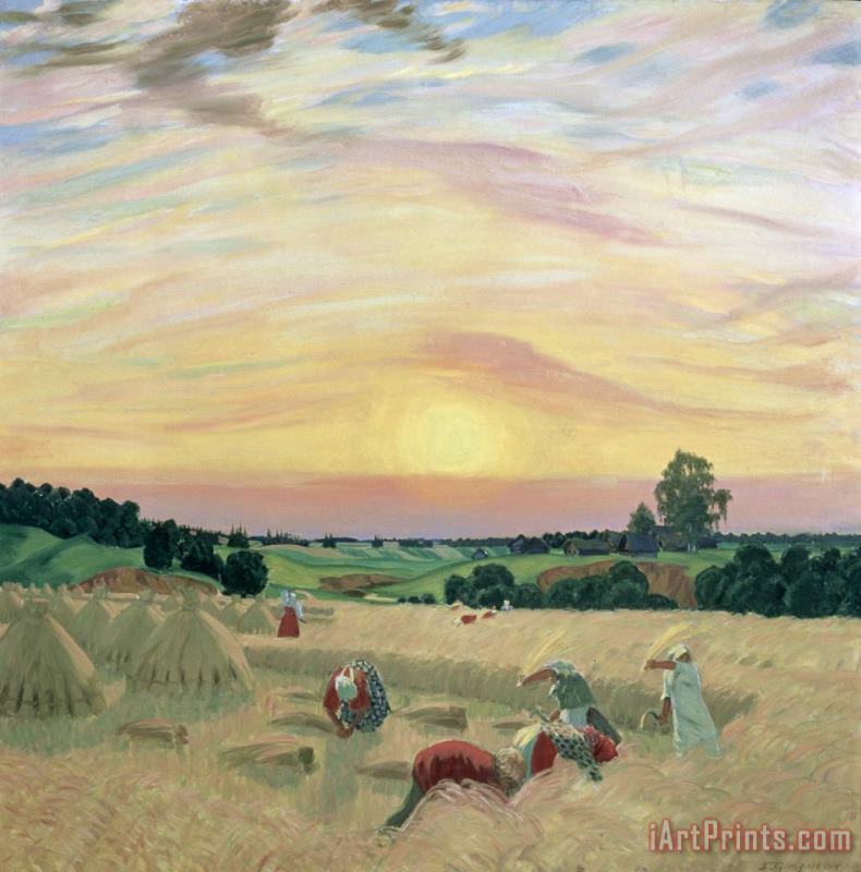 Boris Mikhailovich Kustodiev The Harvest Art Painting