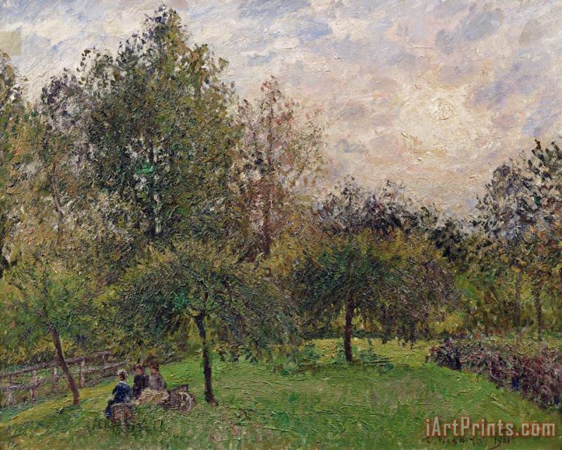 Camille Pissarro Apple Trees and Poplars in the Setting Sun Art Painting