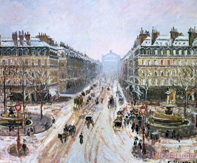 Avenue de l'Opera - Effect of Snow painting - Camille Pissarro Avenue de l'Opera - Effect of Snow Art Print