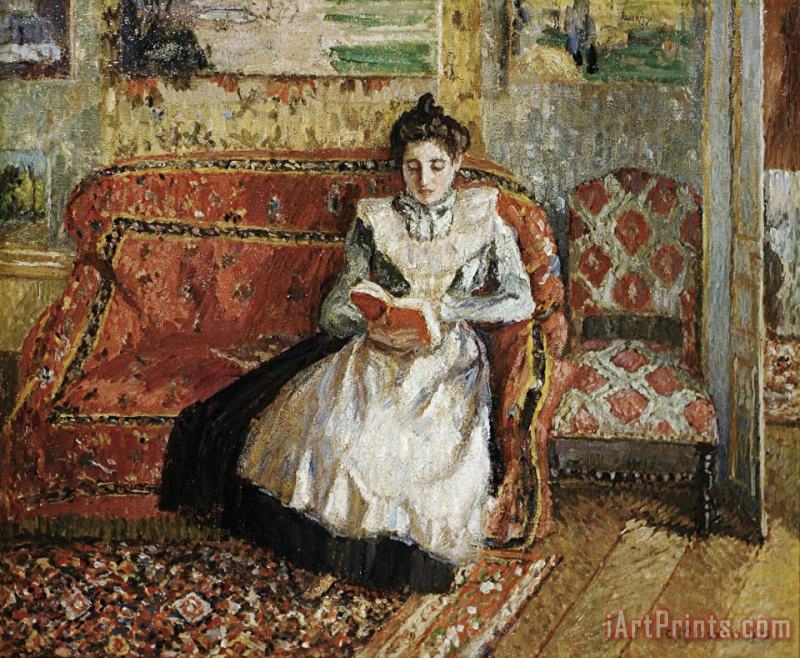 Camille Pissarro Jeanne Pissarro, Reading Art Print