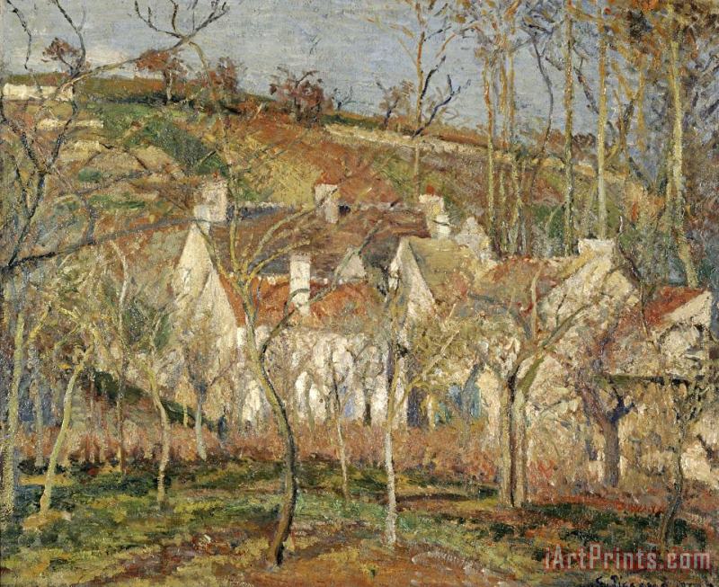 Red Roofs, Corner of a Village, Winter painting - Camille Pissarro Red Roofs, Corner of a Village, Winter Art Print