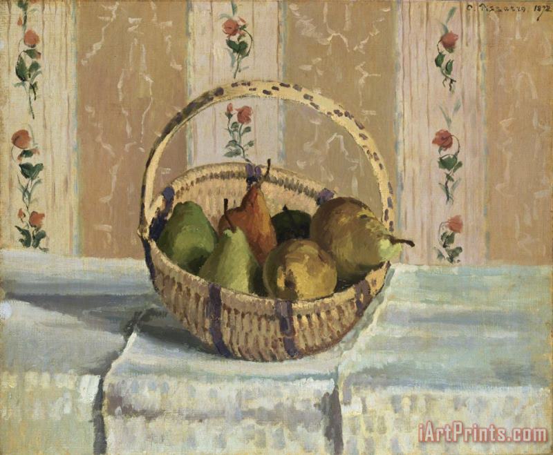 Camille Pissarro Still Life: Apples And Pears in a Round Basket (nature Morte: Pommes Et Poires Dans Un Panier Rond) Art Painting