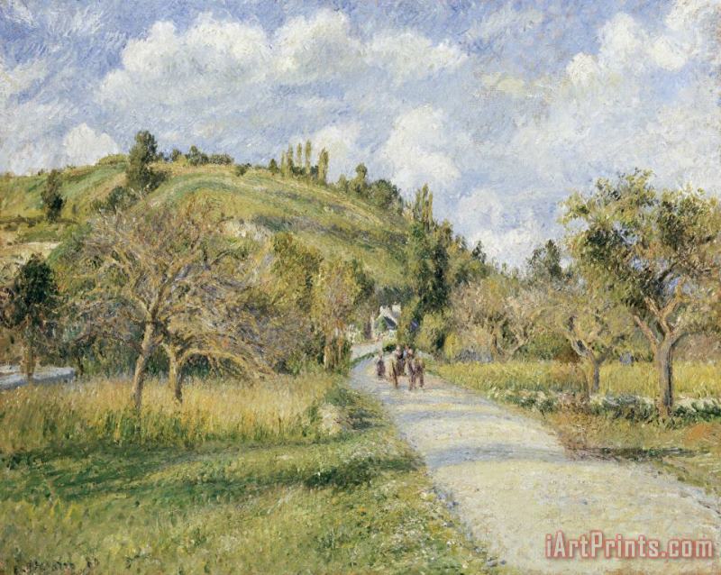 The Highway (la Cote Du Valhermeil, Auvers Sur Oise) painting - Camille Pissarro The Highway (la Cote Du Valhermeil, Auvers Sur Oise) Art Print