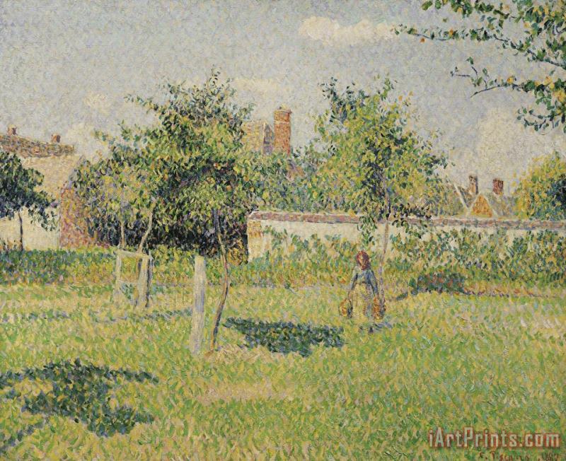 Camille Pissarro Woman in The Meadow at Eragny, Spring Art Print