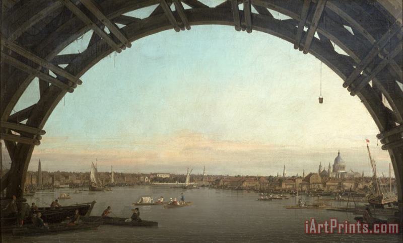 London seen through an arch of Westminster Bridge painting - Canaletto London seen through an arch of Westminster Bridge Art Print