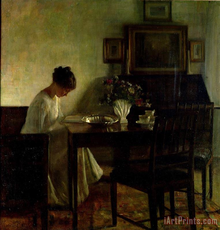 Carl Holsoe Girl Reading in an Interior Art Painting