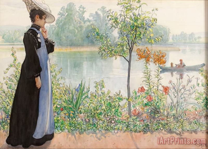 Karin by The Shore painting - Carl Larsson Karin by The Shore Art Print