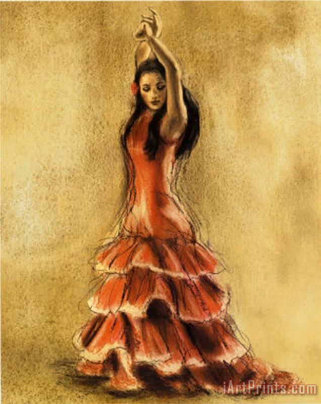 Caroline Gold Flamenco Dancer I Art Print