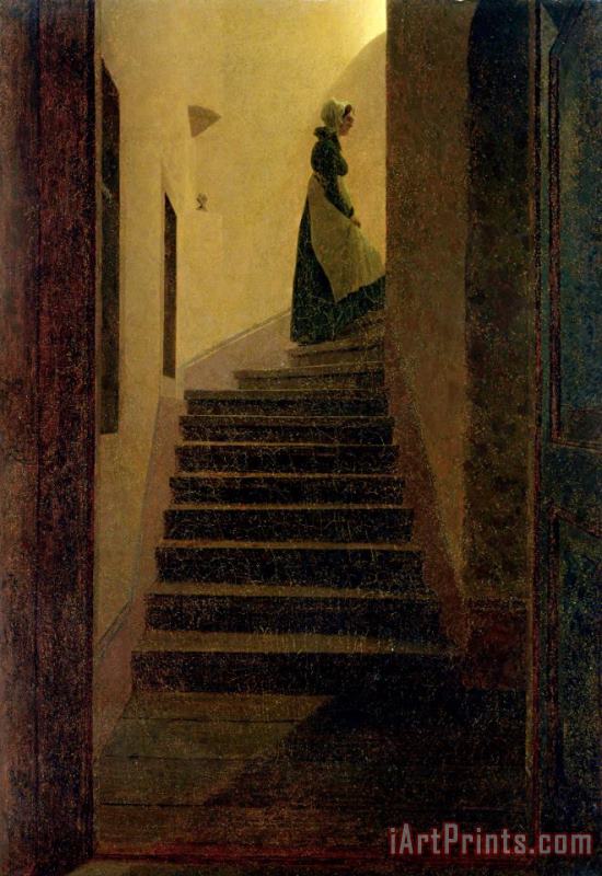Lady on The Staircase (oil on Canvas) painting - Caspar David Friedrich Lady on The Staircase (oil on Canvas) Art Print