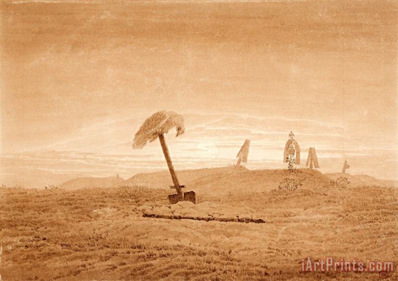 Caspar David Friedrich Landscape with Graves, C. 1835 1837 Art Painting