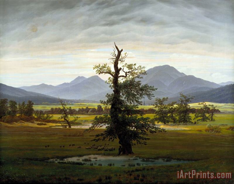 Caspar David Friedrich Landscape with Solitary Tree Art Painting