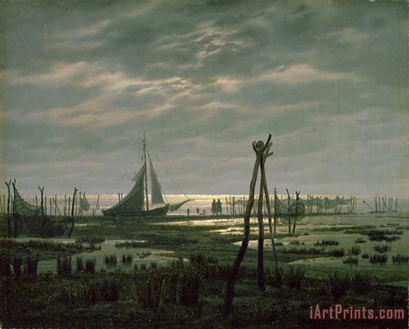 Caspar David Friedrich Marshy Beach (oil on Canvas) Art Print
