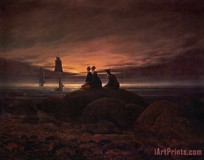 Caspar David Friedrich Moon Rising Over the Sea Art Print