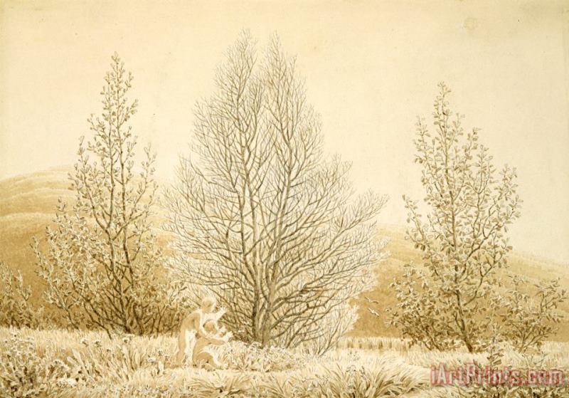 Spring (sepia Ink And Pencil on Paper) painting - Caspar David Friedrich Spring (sepia Ink And Pencil on Paper) Art Print