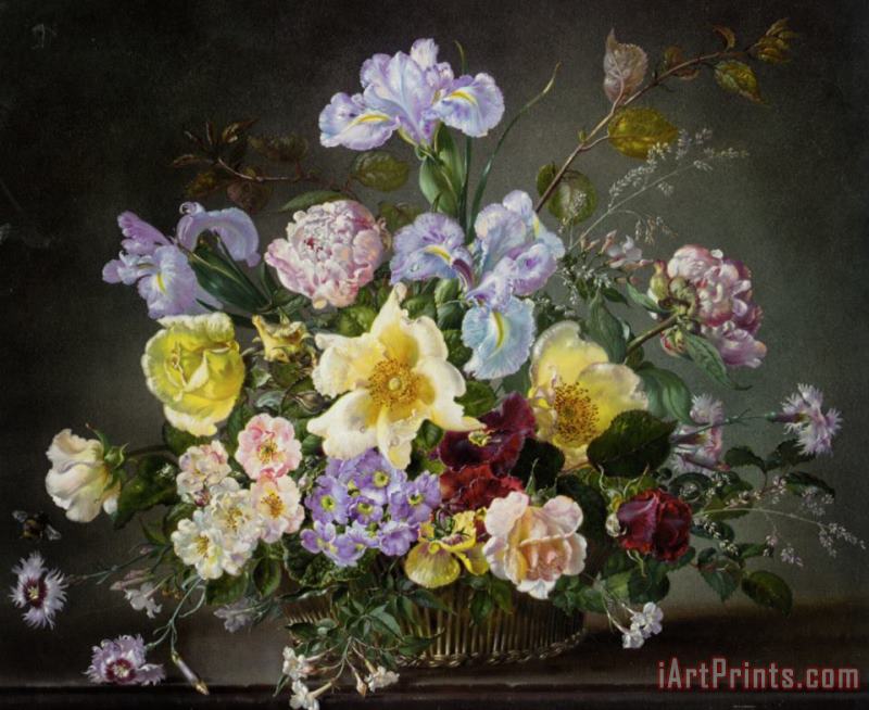 A Still Life with Peonies And Other Flowers painting - Cecil Kennedy A Still Life with Peonies And Other Flowers Art Print