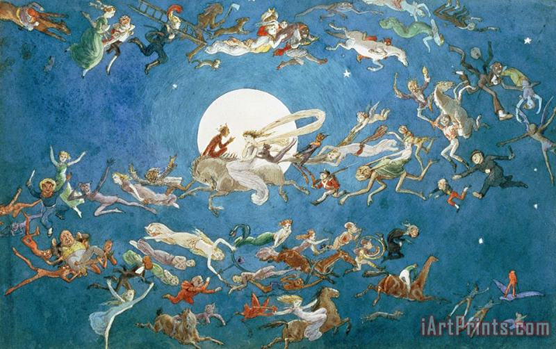 A Dance Around The Moon painting - Charles Altamont Doyle A Dance Around The Moon Art Print
