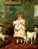 Charles Burton Barber - Girl with Dogs painting