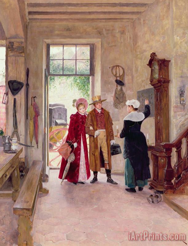 Arrival at the Inn painting - Charles Edouard Delort Arrival at the Inn Art Print