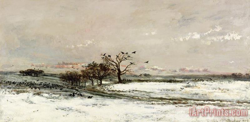 The Snow painting - Charles Francois Daubigny The Snow Art Print