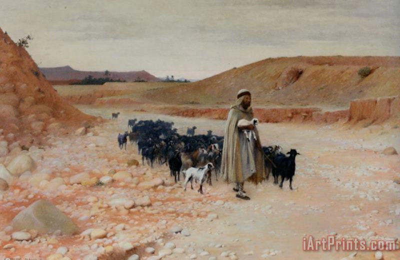 The Goat Herder El Kantara painting - Charles James Theriat The Goat Herder El Kantara Art Print