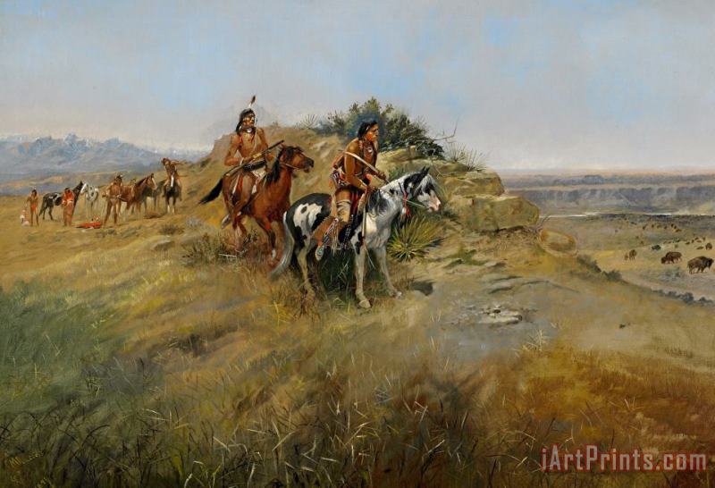 Charles Marion Russell Buffalo Hunt Art Painting