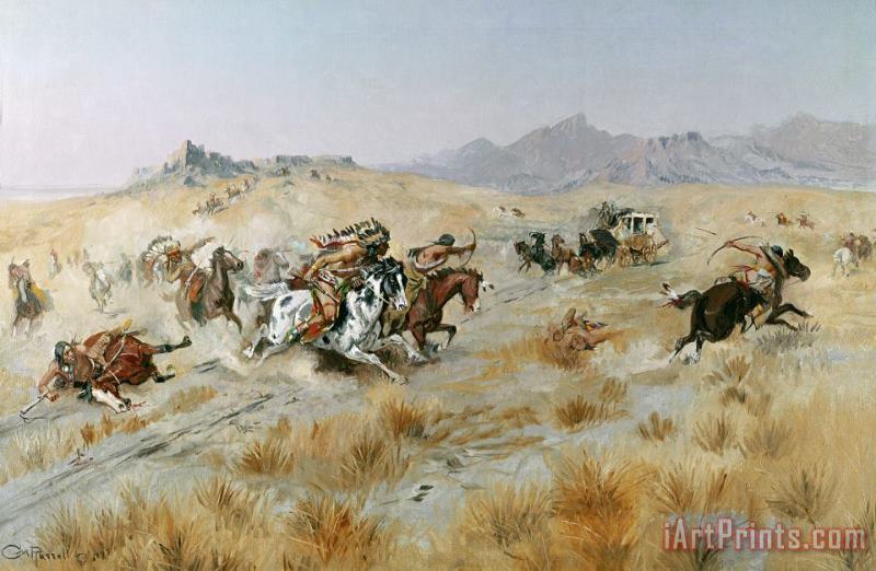 Charles Marion Russell The Attack Art Painting