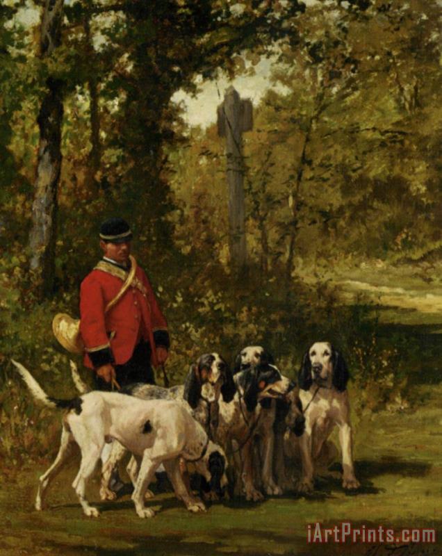 Charles Olivier De Penne A Huntmaster with His Dogs Art Painting