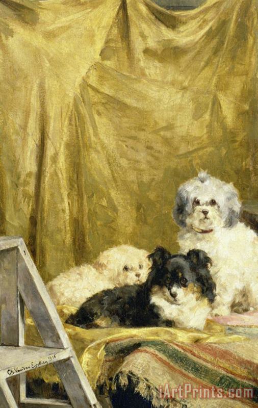 Charles van den Eycken Three Dogs Art Painting