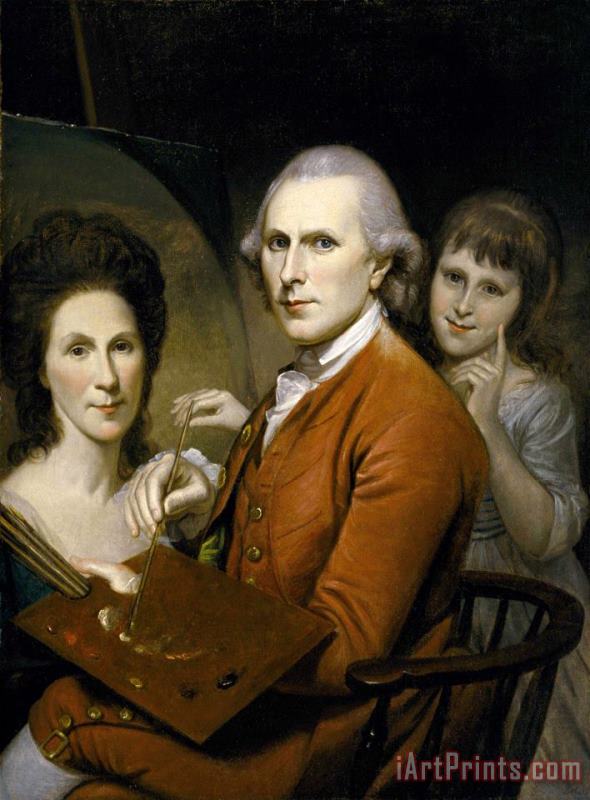 Charles Willson Peale Self Portrait with Angelica And Portrait of Rachel Art Print
