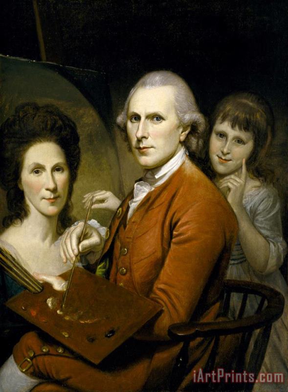 Charles Willson Peale Self Portrait with Rachel And Angelica Peale Art Print